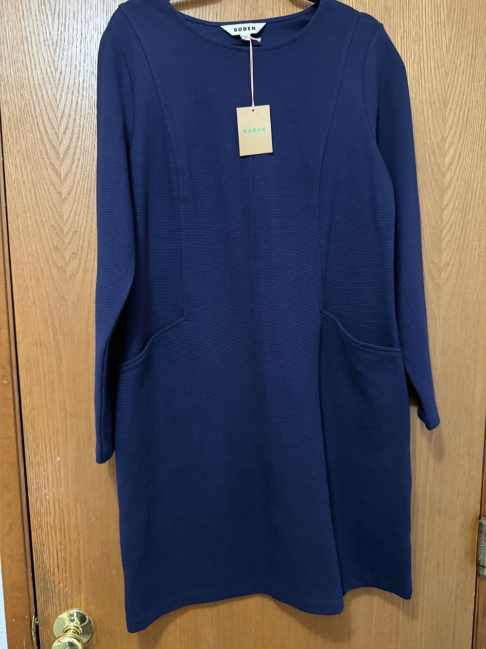 Boden Navy Long Sleeve Shift Dress with Pockets